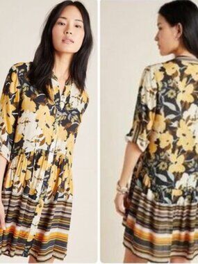 Anthropologie Bl-nk Hadley Button-Front Tunic Dress Size XS